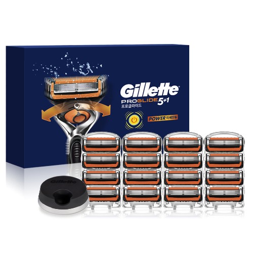 질레트 리뉴얼 퓨전 프로글라이드 파워 면도날 (16개+스탠드)