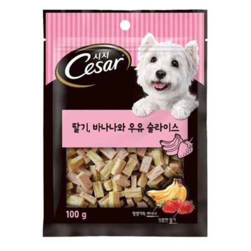 시저 딸기, 바나나와 우유 슬라이스 100g (4개)_이미지