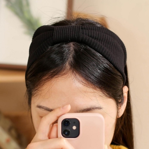 엔젤 GKS47871 엔젤슈슈 리본 골지 터번 헤어밴드 카키_이미지