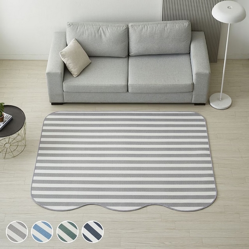 가온길카페트 하프 트리니티 스트라이프 시어서커 비정형 러그 (200x150cm)_이미지