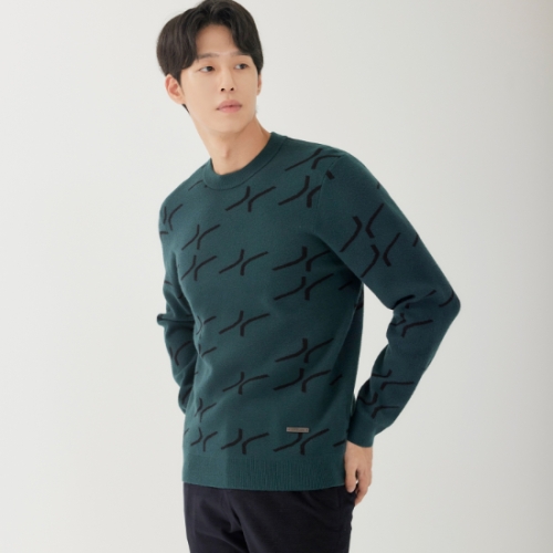 지센창원 남성 로고패턴 자카드 라운드넥 니트 2색 MCKTOA44 95 레드