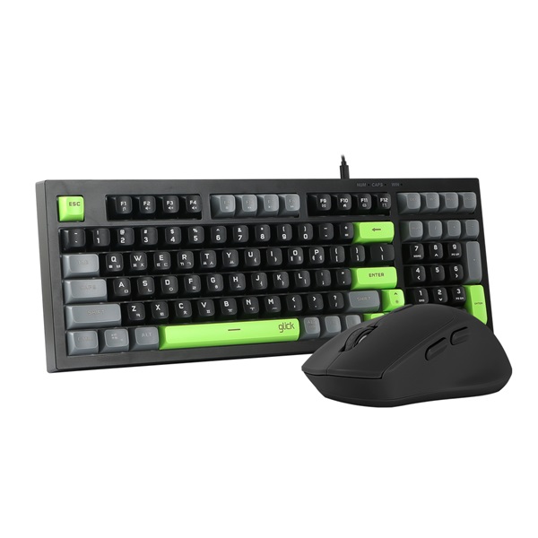 지클릭커 OFFICEPRO OPS60 사일런스 M 다쿠아즈 98 키보드 마우스 세트 (Poker Green)_이미지