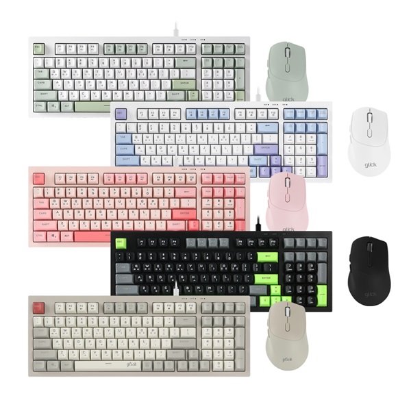 지클릭커 OFFICEPRO OPS60 사일런스 M 다쿠아즈 98 키보드 마우스 세트 (Poker Green)_이미지