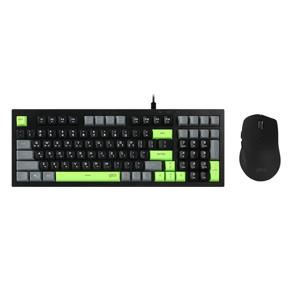 지클릭커 OFFICEPRO OPS60 사일런스 M 다쿠아즈 98 키보드 마우스 세트 (Poker Green)_이미지