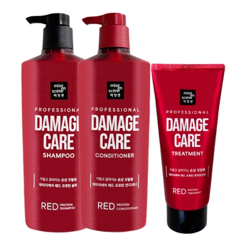  미쟝센 데미지케어 레드 프로틴 샴푸 680ml+컨디셔너 680ml+트리트먼트 330ml 3종세트