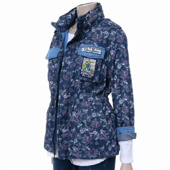제이엔지코리아 홀하우스 여성 플라워프린트 홑겹 야상점퍼 WD2JPF154