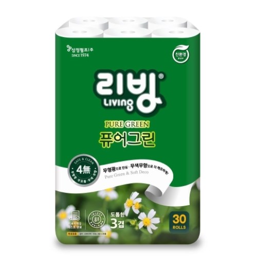 삼정펄프 리빙 퓨어그린 25m (30롤) (3팩)