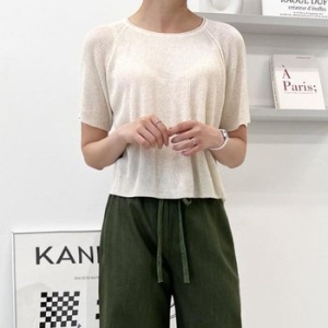 르오트 JHQSYUC1_51IB 여성상의 여자여름데일 밀반팔니트