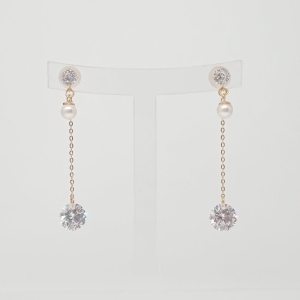 오팔하우스 14k 진주참 큐빅 드롭 귀걸이 OPPE1630_이미지