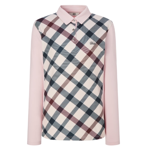 닥스골프 체크 스트레치 필드 긴팔 폴로 티셔츠 WNTS4D901P1_이미지