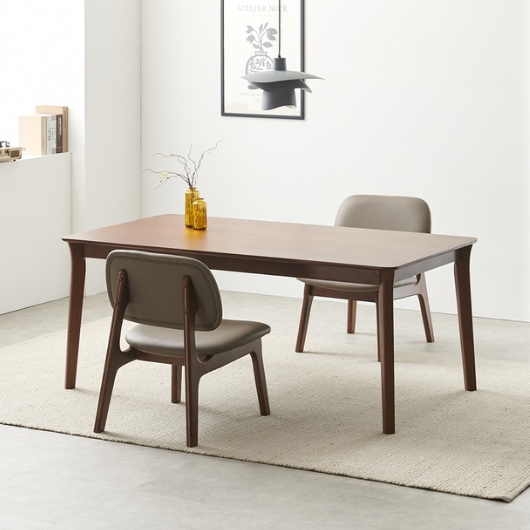 라로퍼니처 레스트 고무나무 원목 낮은 패밀리 식탁 1400 (의자2개)_이미지