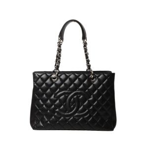 샤넬 그랜드샤핑 캐비어 은장체인 숄더백_A50995