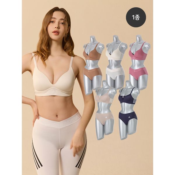 아디다스언더웨어 퍼포먼스 노와이어 브라1장/헴팬티2장_이미지