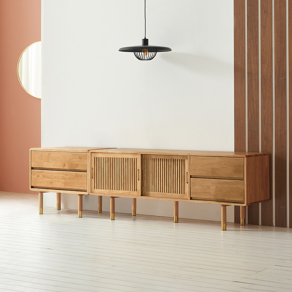 케이트 고무나무 원목 거실장 2100