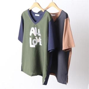 강물처럼 빅사이즈사랑해요 D474L105 빅러브이넥반팔티셔츠 IR 7021206