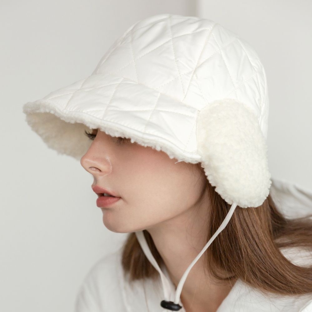 부클 라이닝 이어머프 퀼팅 패딩 트래퍼 햇 FN01AM170L