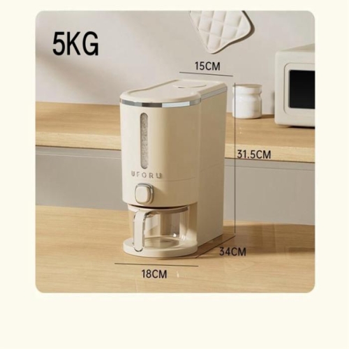 UFORU 원터치 밀폐 쌀통 크림화이트 5kg (1개)_이미지