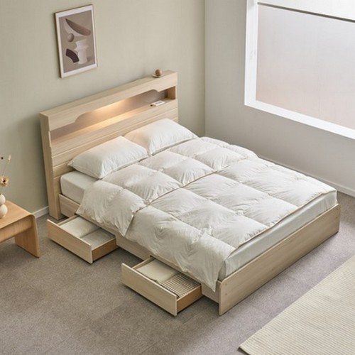 BIF보루네오 루시엘 LED 서랍형 침대 Q (7존독립스프링)