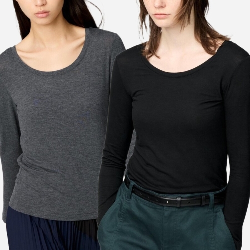 여성 엑스트라웜 히트텍 캐시미어 블렌드 U넥 긴팔 티셔츠 488776