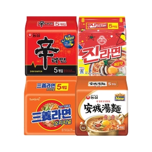 신라면10개 + 안성탕면10개 + 진라면매운맛10개 + 삼양라면10개