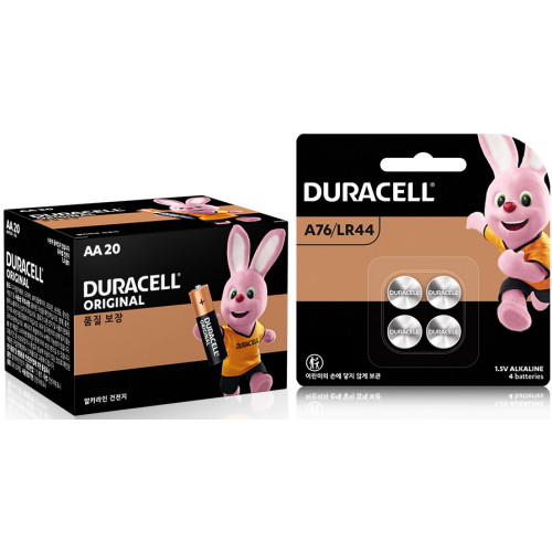 듀라셀 오리지널 AA 20알 (벌크) + A76/LR44 4알 (1세트)_이미지