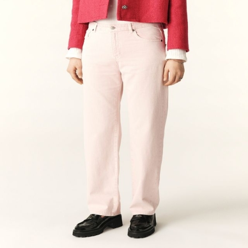 핑크 워싱 린넨혼방 스트레이트핏 데님팬츠 SIPA4E013P1_이미지