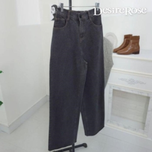 디자이어로즈 하이웨스트 세미 와이드 흑청바지 12579988