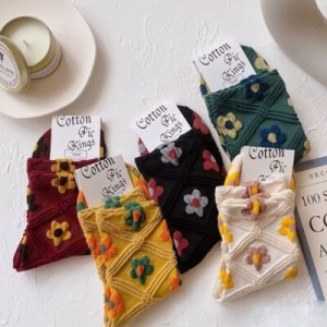 오너클랜 5켤레세트 엠보 플라워 여성양말세트 UA5330 레트로 WFLJEZQ260302