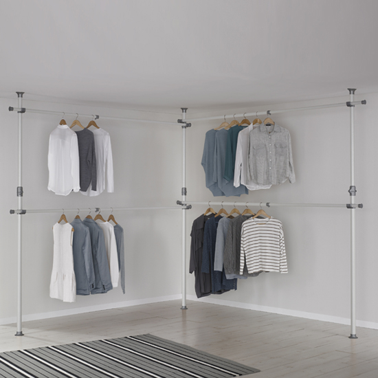 왕자NHC 왕자행거 점보코너 4단 조절행거 아이보리실버 813