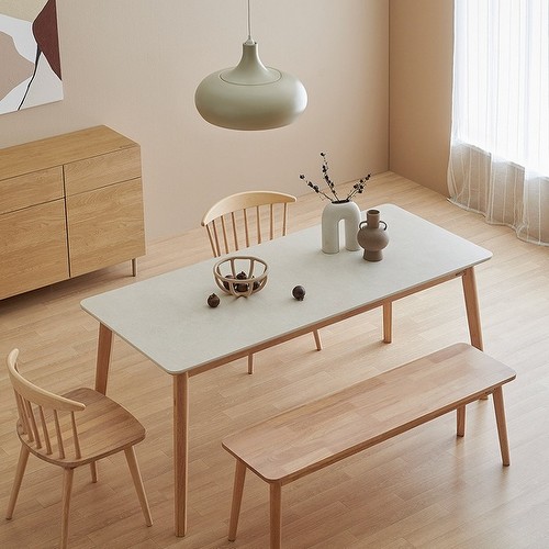 한샘 도노 세라믹 스칸디 식탁 1800 (의자2개+벤치1개)