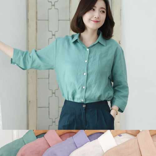  웬디즈갤러리 7부 베이직 린넨 남방_NSH007