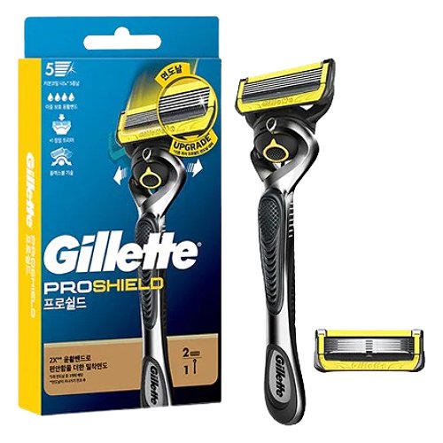 질레트 2024 프로쉴드 옐로우 매뉴얼 + 면도날 (면도기4개+날4개)_이미지