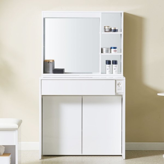 벨리카가구 댄디 수납거울 LED조명 콘솔 화장대 800_이미지