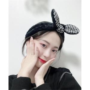 셀러허브_잡화 체크 리본 세안 머리띠 헤어밴드 S7965553