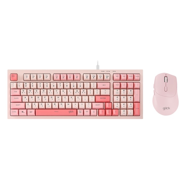 지클릭커 OFFICEPRO OPS60 사일런스 M 다쿠아즈 98 키보드 마우스 세트 (Coral)_이미지