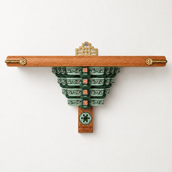 성무공예 궁각 단청 원목 벽 선반 (40cm)_이미지