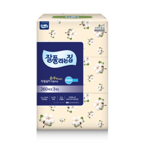 순수 리얼실키 미용티슈 260매 (3입)