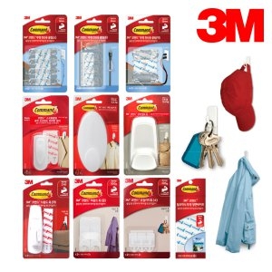3M 코맨드 훅 후크 벽 걸이 고리 전선 클립 부착 다용도 탈부착 강력 소 중 대