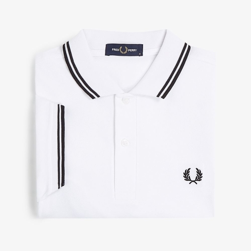 프레드페리 M3600 트윈 팁 셔츠 화이트/블랙 AFPM2G93600-200