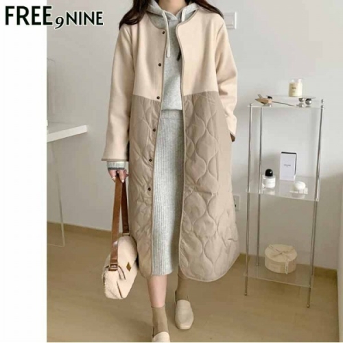 프리나인 배색누빔패딩코트 34006A