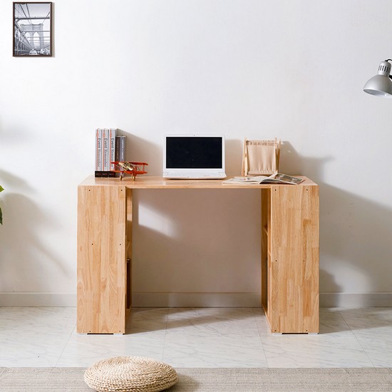 코다 고무나무 원목 일자형 넓은 책상