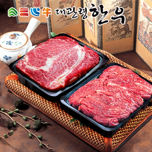 평창영월정선축협 대관령한우 1등급이상 등심/불고기 기획플러스세트 2호 1.2kg [1개]