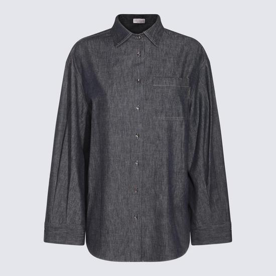 브루넬로쿠치넬리 다크 블루 코튼 셔츠 MA782ML406C001 T