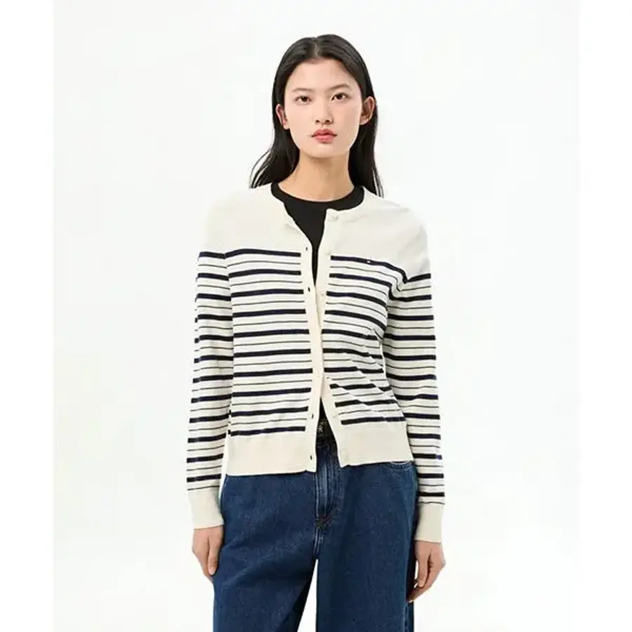 타미힐피거 TOMMY HILFIGER 코튼 저지 크루넥 가디건 T22G0KCD001WT20AR 322467