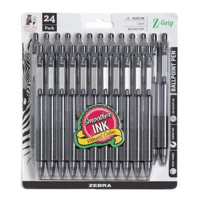 지브라 브라 Pen Z-Grip 재활용 접이식 볼펜 1.0mm 블랙 잉크 내구성 있는 금속 클립 68% 재활용 24팩 20314 .._이미지
