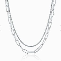 이랜드 로이드 실버 925 클립 레이어드 체인 목걸이 LLNS60245S