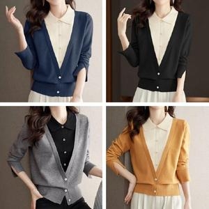  CESS 9914 단추 카라 니트티 4 캐시미어 스웨터 겨 WFH5YVX