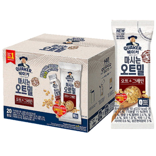 퀘이커 마시는 오트밀 오트 & 그레인 20포 (1개)