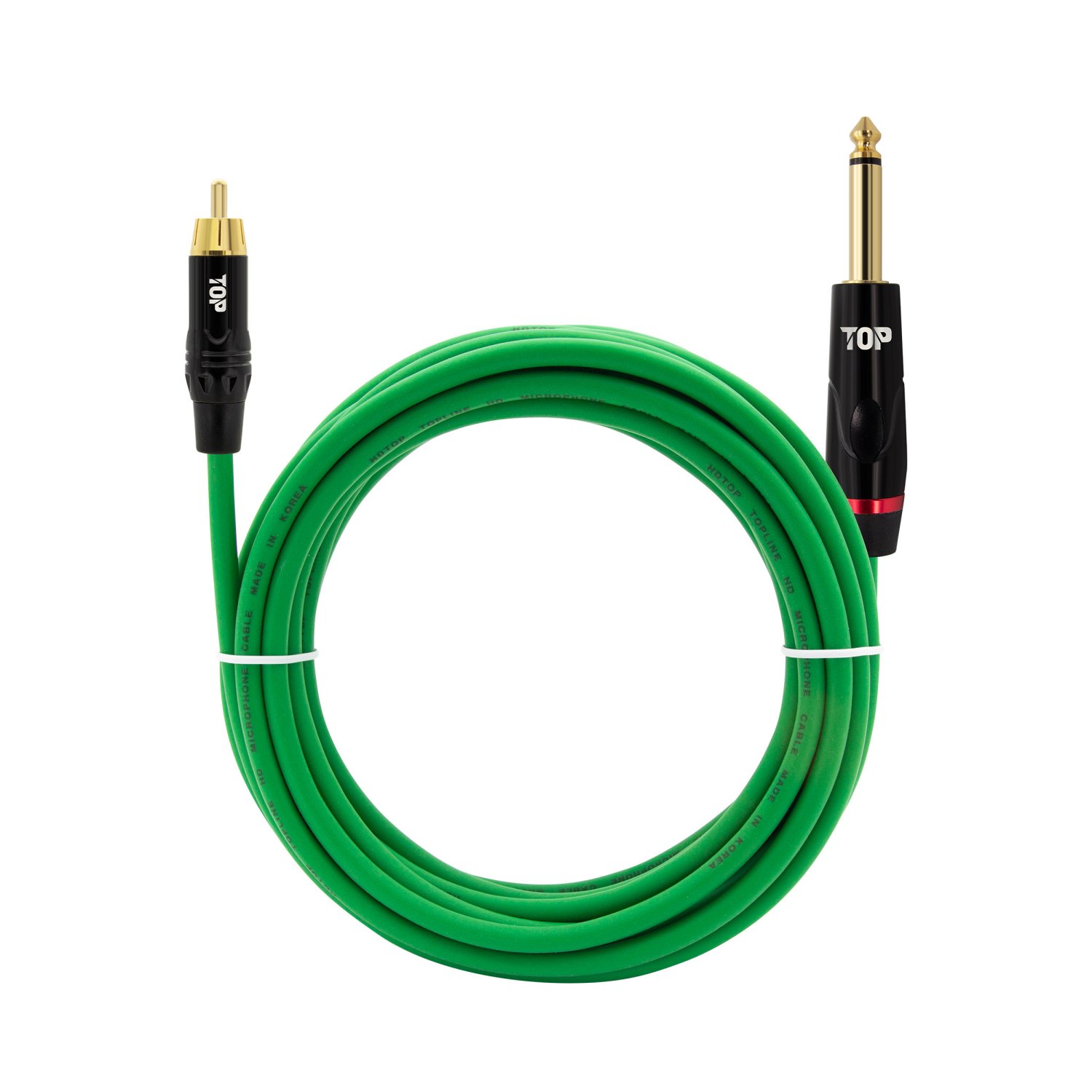 탑라인에이치디 HDTOP RCA to 5.5 모노 케이블 블랙그린 (7m, HT-TP6619)