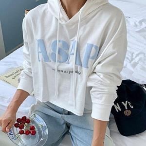 셀러허브 패션 VY 여자 가을 크롭 후드 티셔츠_WT31883